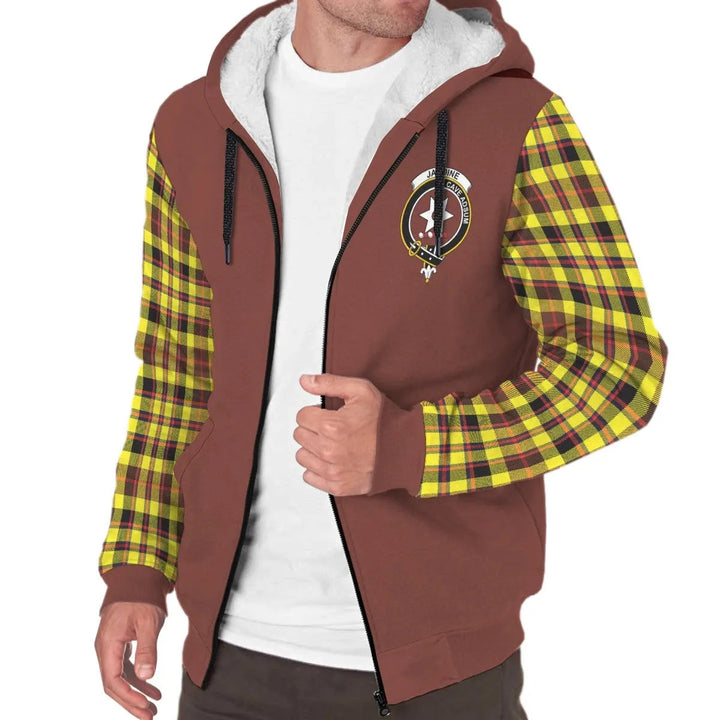 Scottish Jardine Clan Crest Tartan Plaid Sleeve Sherpa Hoodie