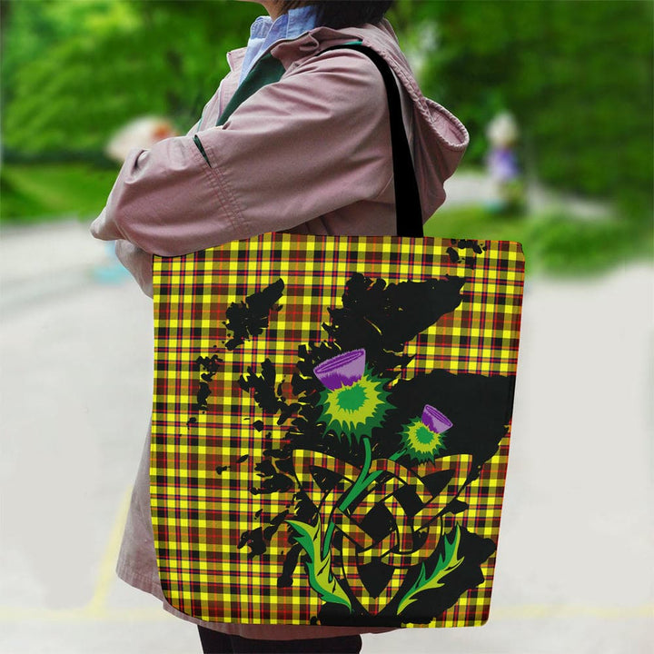 Scottish Jardine Clan Tartan Canvas Bag With Shoulder Strap With Thistle Tartan Plaid 2
