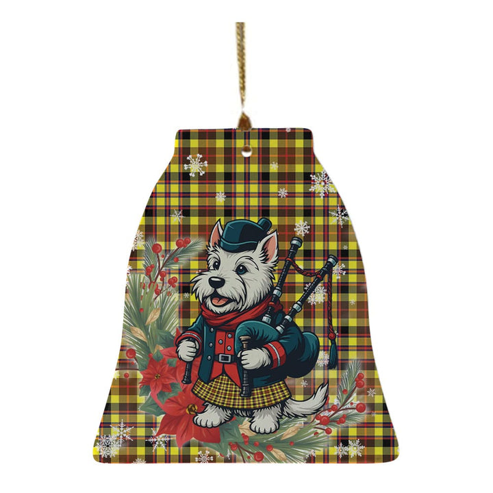 Scottish Jardine Clan Tartan Ceramic Ornament Cute Scottish Terrier Dog Bell Style Tartan Plaid