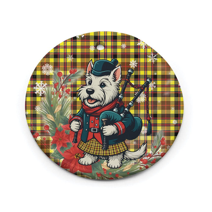 Scottish Jardine Clan Tartan Ceramic Ornament Cute Scottish Terrier Dog Circle Style Tartan Plaid