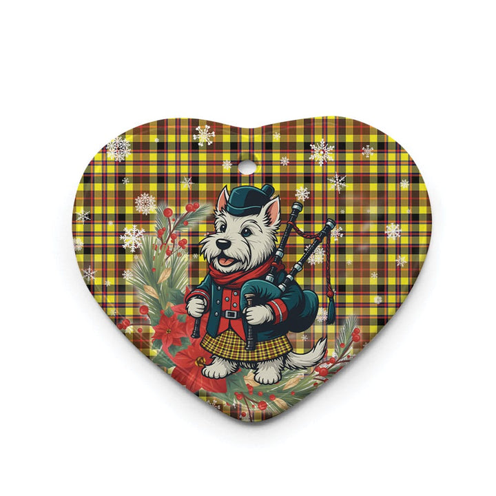 Scottish Jardine Clan Tartan Ceramic Ornament Cute Scottish Terrier Dog Heart Style Tartan Plaid