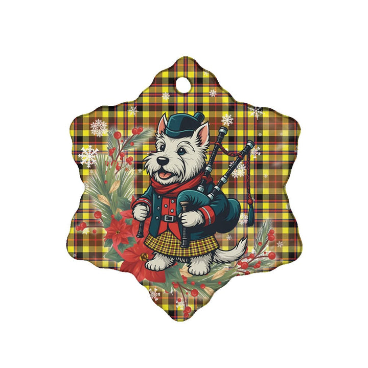 Scottish Jardine Clan Tartan Ceramic Ornament Cute Scottish Terrier Dog Snow Flake Style Tartan Plaid