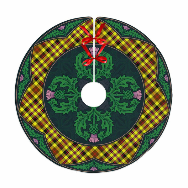 Scottish Jardine Clan Tartan Christmas Tree Skirt Old Scottish Thistle Flower No Tassels Tartan Plaid 1