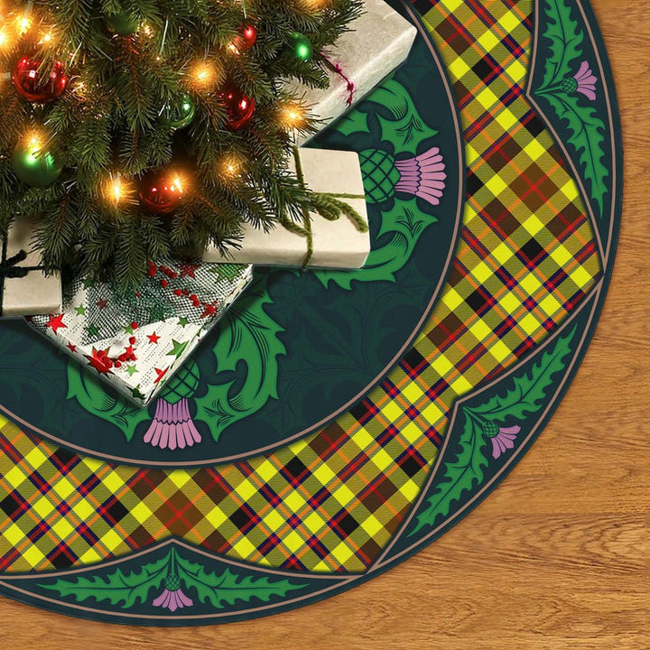Scottish Jardine Clan Tartan Christmas Tree Skirt Old Scottish Thistle Flower No Tassels Tartan Plaid 2