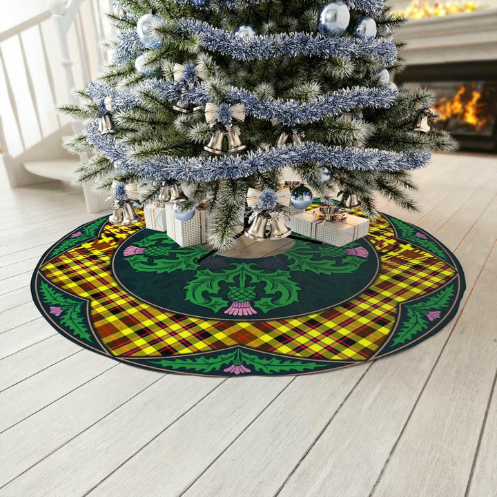 Scottish Jardine Clan Tartan Christmas Tree Skirt Old Scottish Thistle Flower No Tassels Tartan Plaid 3