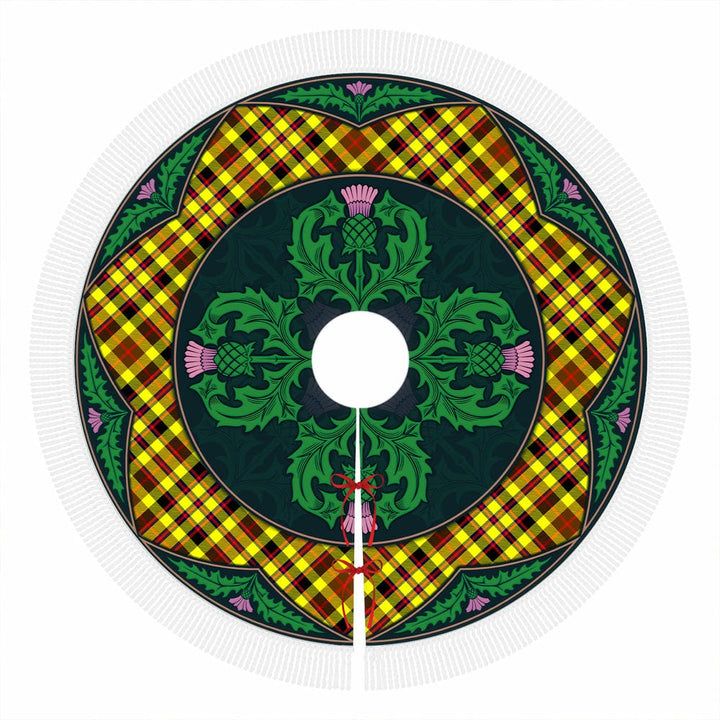 Scottish Jardine Clan Tartan Christmas Tree Skirt Old Scottish Thistle Flower Tassels Tartan Plaid 1