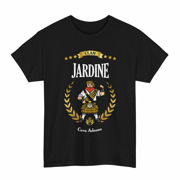 Scottish Jardine Clan Tartan T-Shirt - Motto Scotsman Tartan Plaid Black Color