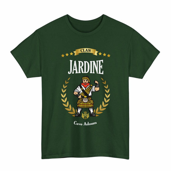 Scottish Jardine Clan Tartan T-Shirt - Motto Scotsman Tartan Plaid Forest Green Color