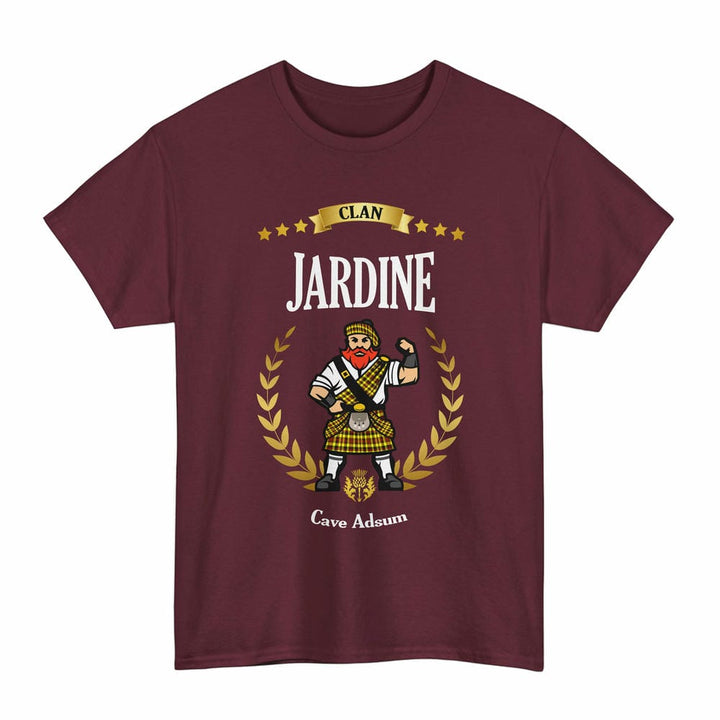 Scottish Jardine Clan Tartan T-Shirt - Motto Scotsman Tartan Plaid Maroon Color