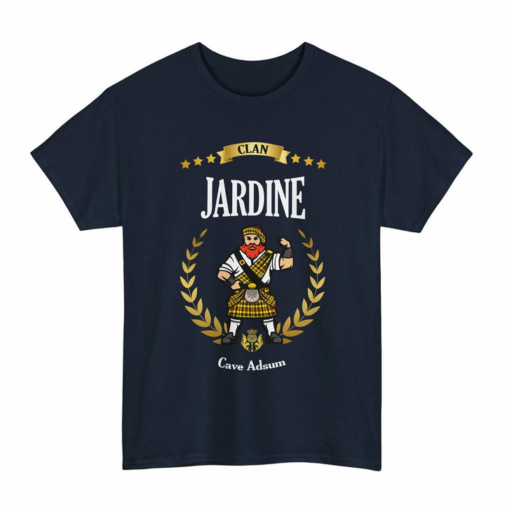Scottish Jardine Clan Tartan T-Shirt - Motto Scotsman Tartan Plaid Navy Color