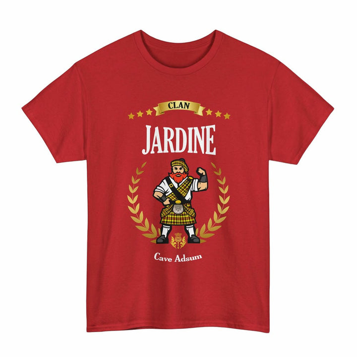 Scottish Jardine Clan Tartan T-Shirt - Motto Scotsman Tartan Plaid Red Color