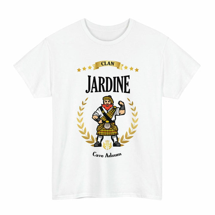 Scottish Jardine Clan Tartan T-Shirt - Motto Scotsman Tartan Plaid White Color