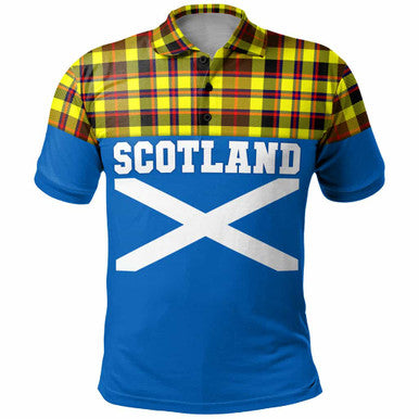 Scottish Jardine Clan Tartan Polo Shirt - Lion Rampant of Scotland With Flag Front Side Tartan Plaid
