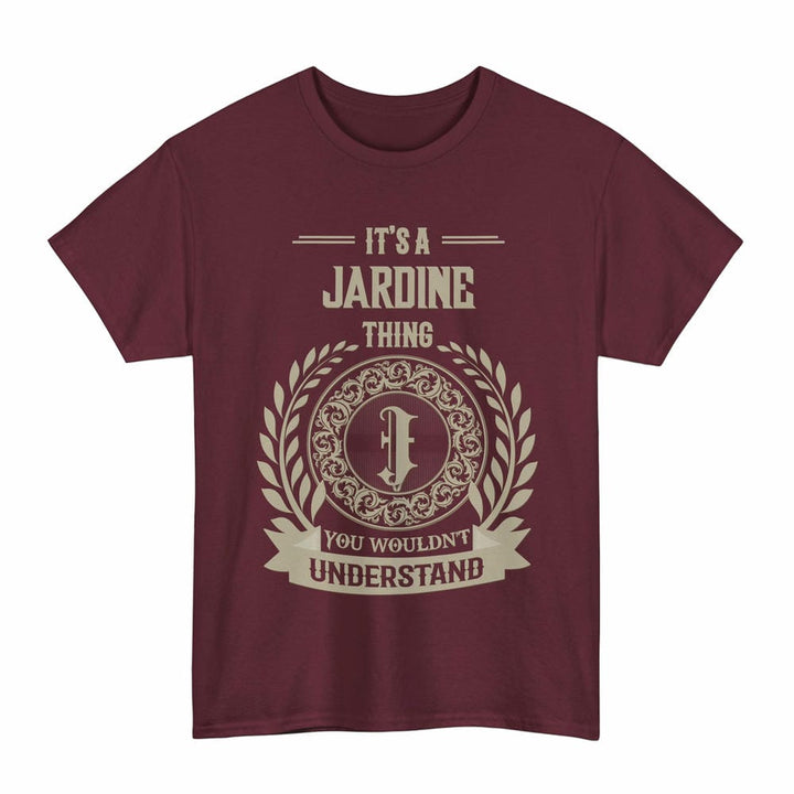Scottish Jardine Clan Tartan T-Shirt - Vintage Family Name Tartan Plaid Maroon Color