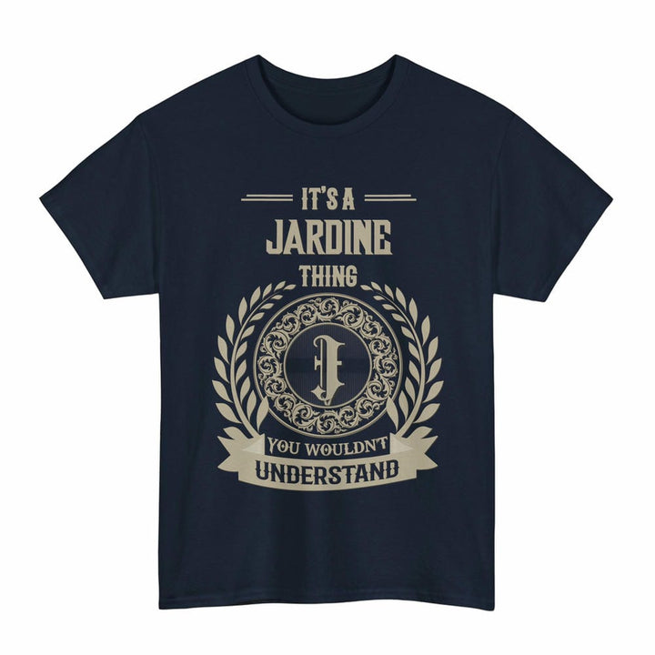 Scottish Jardine Clan Tartan T-Shirt - Vintage Family Name Tartan Plaid Navy Color