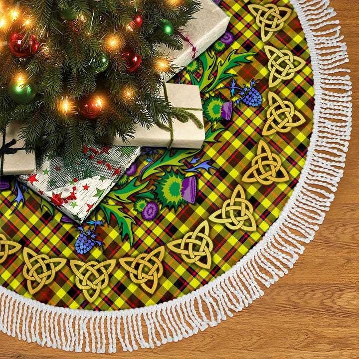 Scottish Jardine Clan Tartan Thistle Celtic Knot Christmas Tree Skirt Tassels Tartan Plaid 2