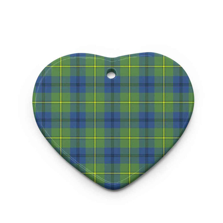 Scottish Johnston Ancient Clan Tartan Ceramic Ornament Heart Shape Tartan Plaid