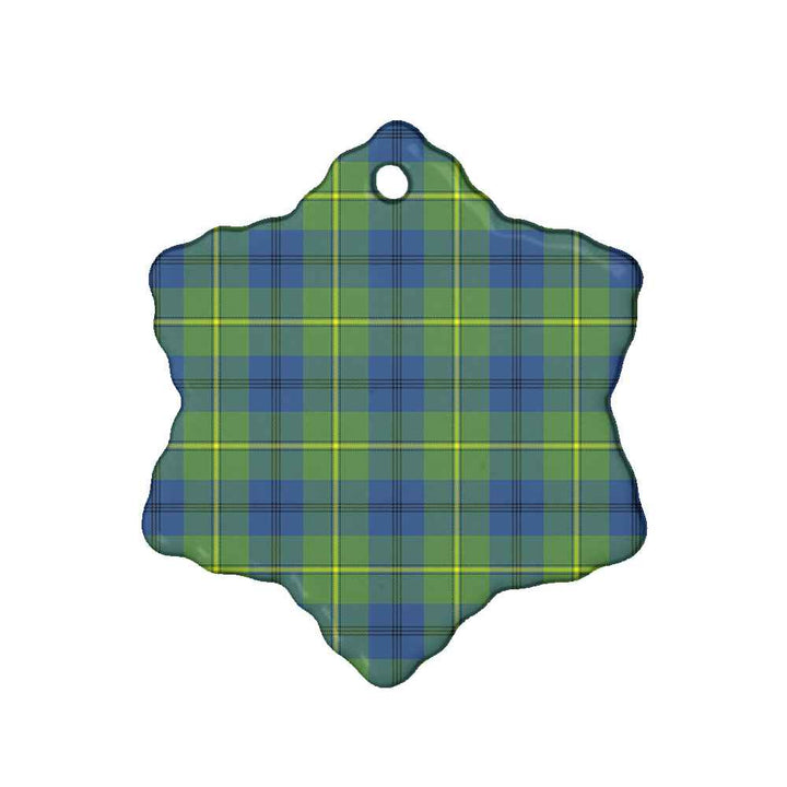 Scottish Johnston Ancient Clan Tartan Ceramic Ornament Snow Flake Shape Tartan Plaid
