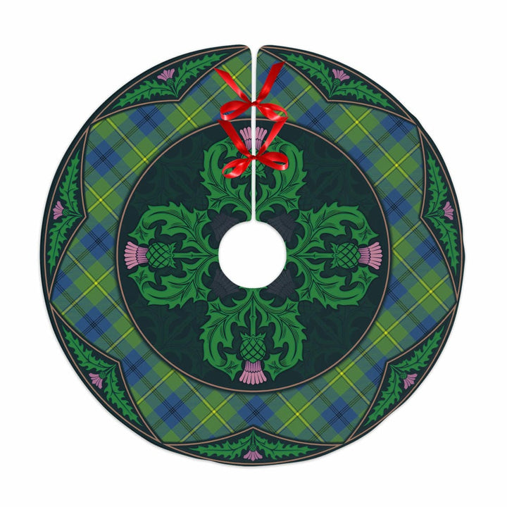 Scottish Johnston Ancient Clan Tartan Christmas Tree Skirt Old Scottish Thistle Flower No Tassels Tartan Plaid 1