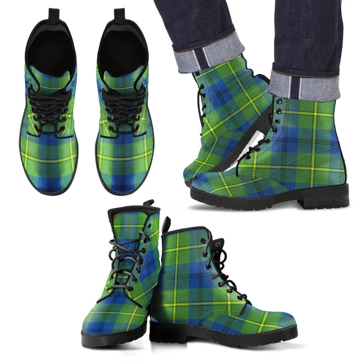 Scottish Johnston Ancient Clan Tartan Leather Boots