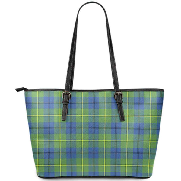 Scottish Johnston Ancient Clan Tartan Leather Tote Tartan Plaid