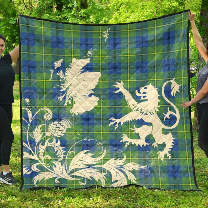 Scottish Johnston Ancient Clan Tartan Quilt Rampant Lion with Thistle Tartan Plaid 1