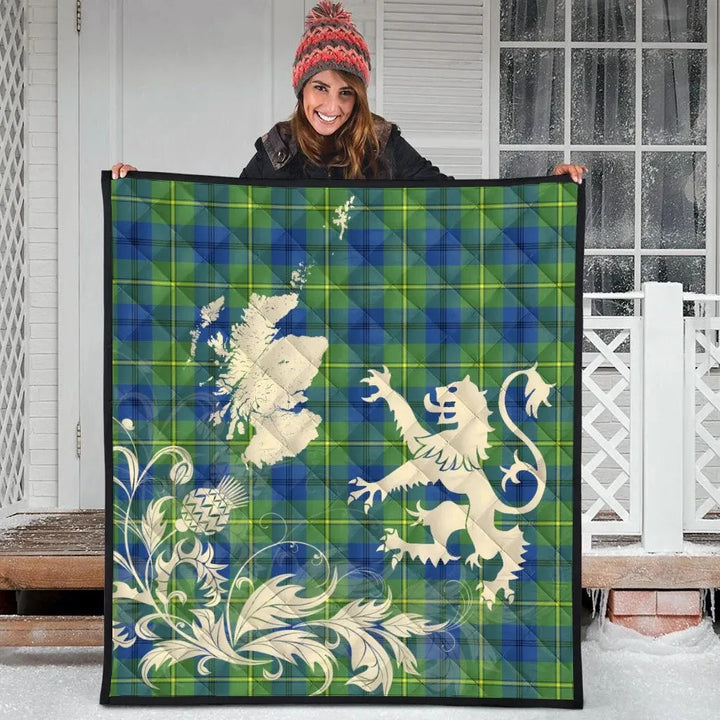 Scottish Johnston Ancient Clan Tartan Quilt Rampant Lion with Thistle Tartan Plaid 3