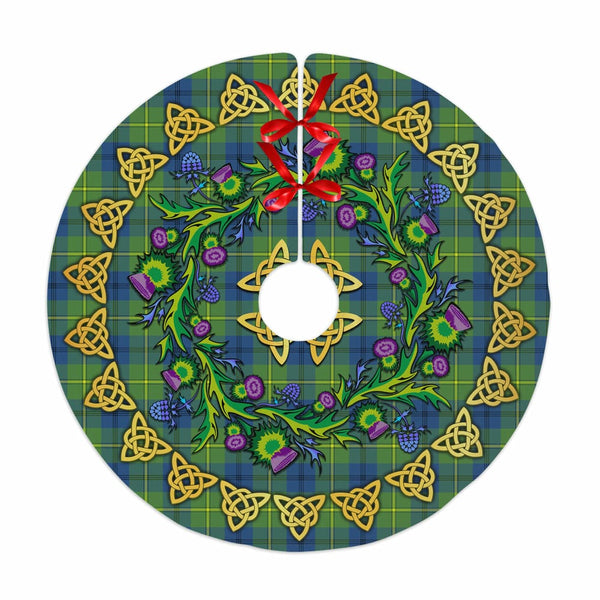 Scottish Johnston Ancient Clan Tartan Thistle Celtic Knot Christmas Tree Skirt No Tassels Tartan Plaid 1