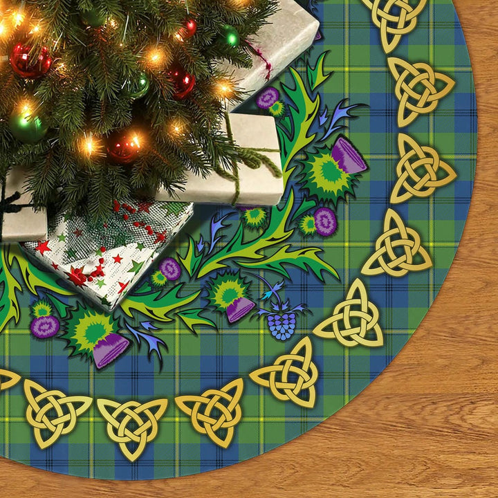 Scottish Johnston Ancient Clan Tartan Thistle Celtic Knot Christmas Tree Skirt No Tassels Tartan Plaid 2