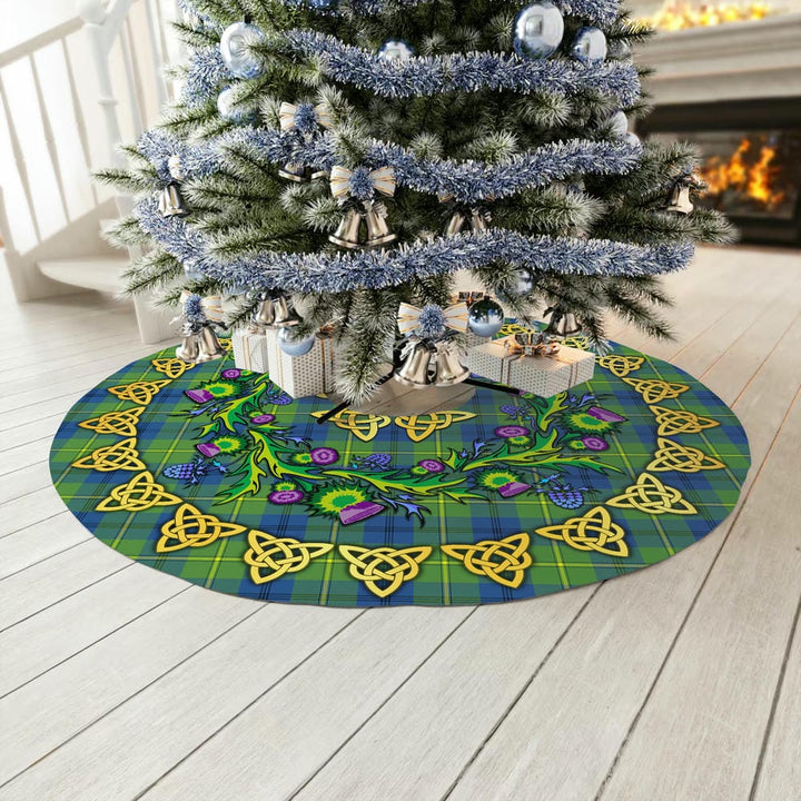 Scottish Johnston Ancient Clan Tartan Thistle Celtic Knot Christmas Tree Skirt No Tassels Tartan Plaid 3