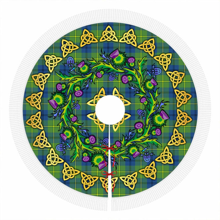 Scottish Johnston Ancient Clan Tartan Thistle Celtic Knot Christmas Tree Skirt Tassels Tartan Plaid 1