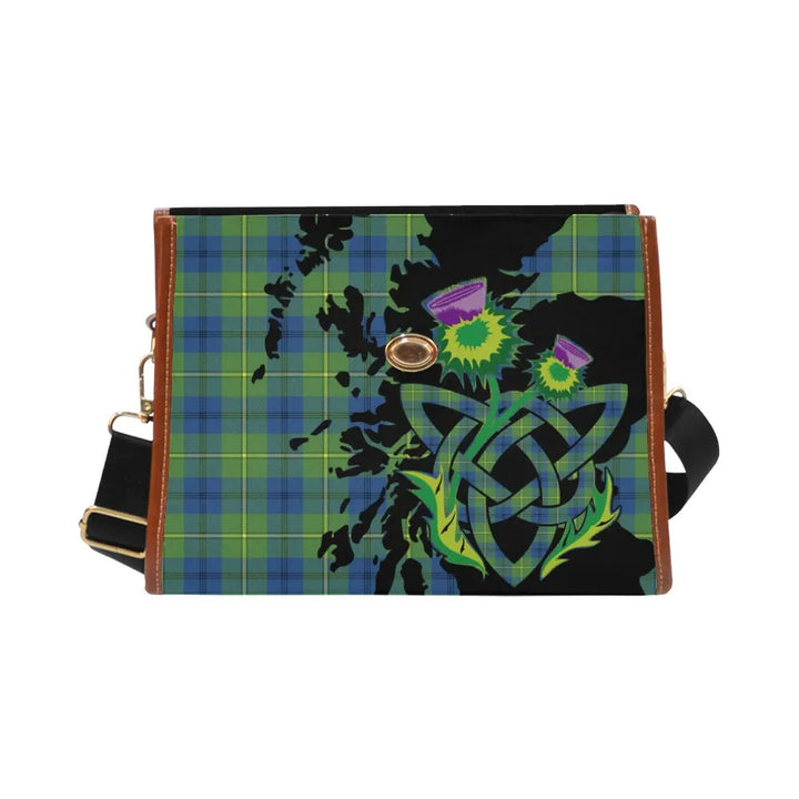 Scottish Johnston Ancient Clan Tartan Waterproof Canvas Bag With Thistle Tartan Plaid 2