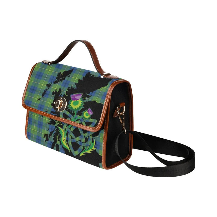 Scottish Johnston Ancient Clan Tartan Waterproof Canvas Bag With Thistle Tartan Plaid 4