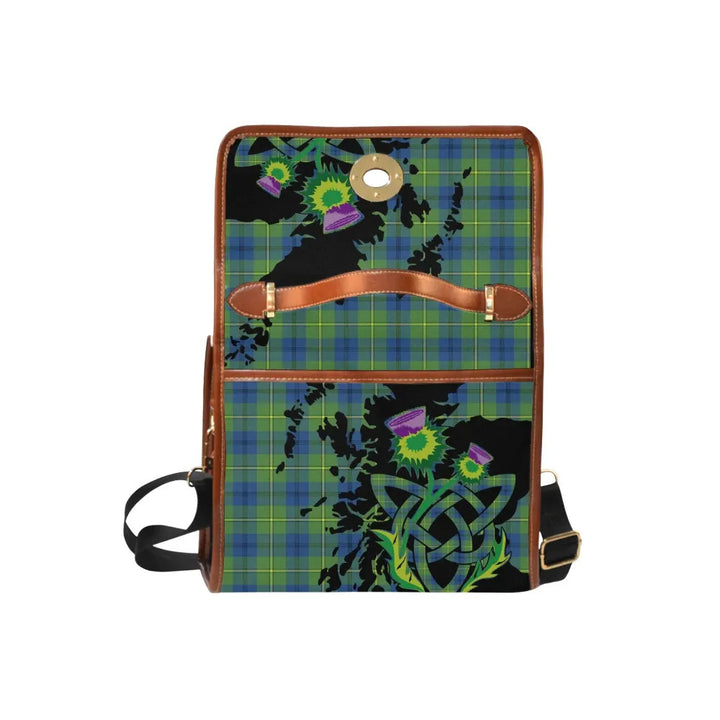 Scottish Johnston Ancient Clan Tartan Waterproof Canvas Bag With Thistle Tartan Plaid 6