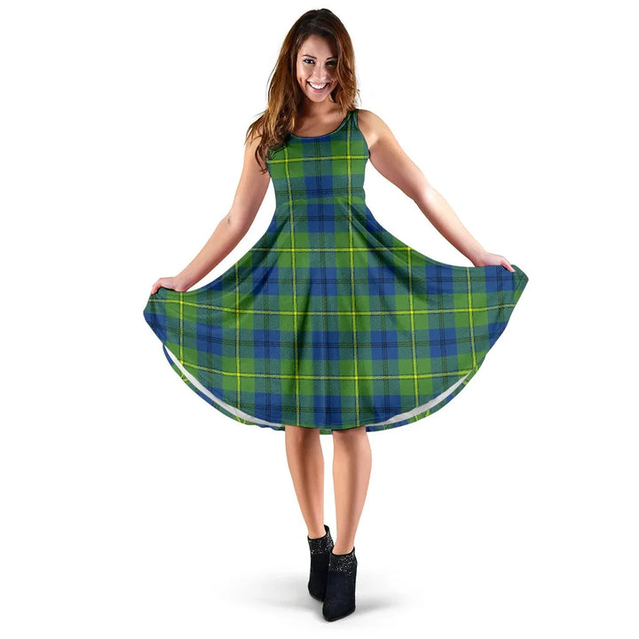 Scottish Johnston Ancient Clan Tartan Women Midi Dress