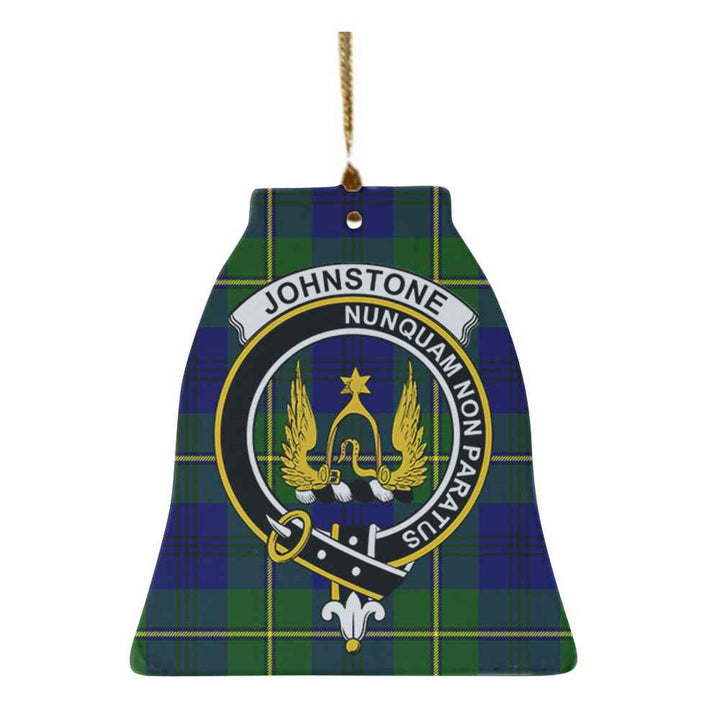 Scottish Johnston Clan Crest Tartan Ceramic Ornament Bell Shape Tartan Plaid