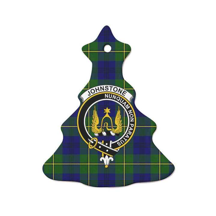 Scottish Johnston Clan Crest Tartan Ceramic Ornament Tree Shape Tartan Plaid