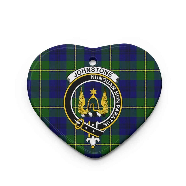 Scottish Johnston Clan Crest Tartan Ceramic Ornament Heart Shape Tartan Plaid
