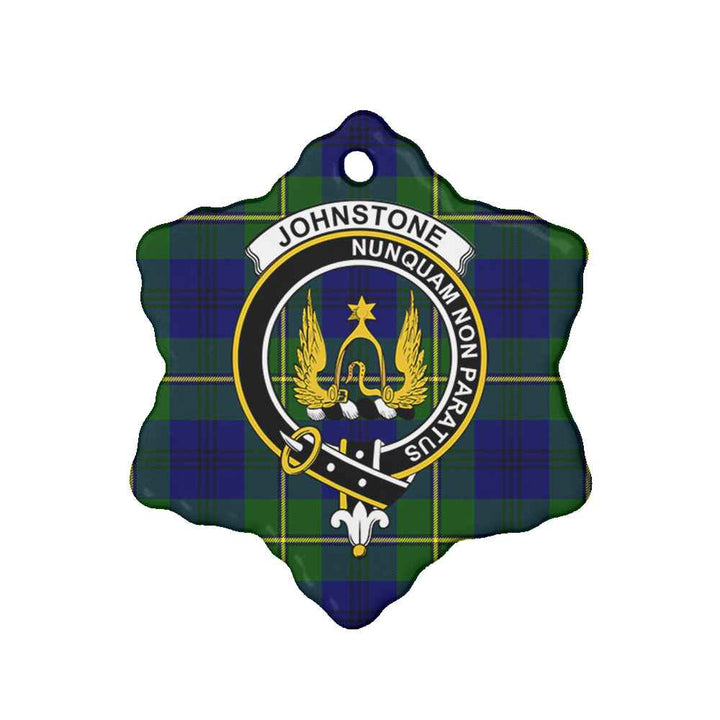 Scottish Johnston Clan Crest Tartan Ceramic Ornament Snow Flake Shape Tartan Plaid