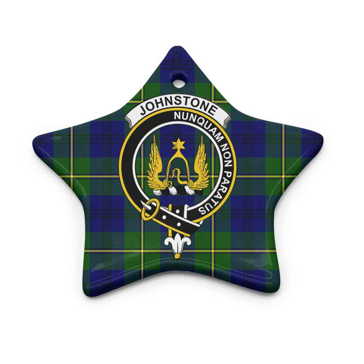 Scottish Johnston Clan Crest Tartan Ceramic Ornament Star Shape Tartan Plaid