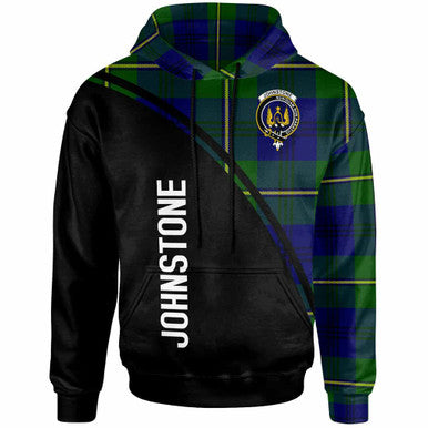 Scottish Johnston Clan Crest Tartan Curve Hoodie Front Side Tartan Plaid