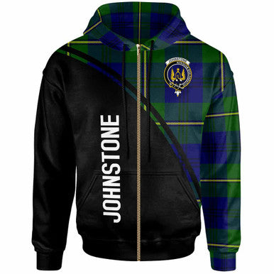 Scottish Johnston Clan Crest Tartan Curve Hoodie Zip-up Tartan Plaid