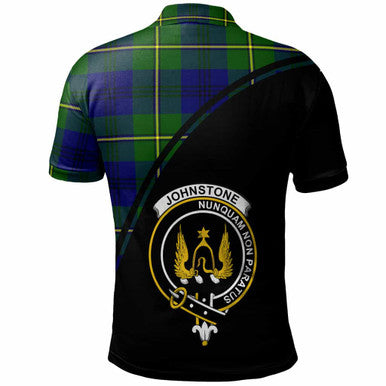 Scottish Johnston Clan Crest Tartan Curve Polo Shirt Back Side Tartan Plaid