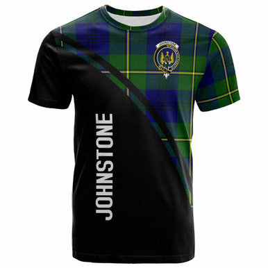 Scottish Johnston Clan Crest Tartan Curve T-Shirt Front Side Tartan Plaid