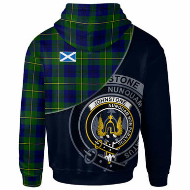 Scottish Johnston Clan Crest Tartan Hoodie - Bend Style Back Side Tartan Plaid