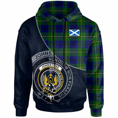 Scottish Johnston Clan Crest Tartan Hoodie - Bend Style Front Side Tartan Plaid