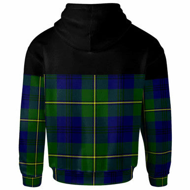 Scottish Johnston Clan Crest Tartan Hoodie - Horizontal Style Back Side Tartan Plaid