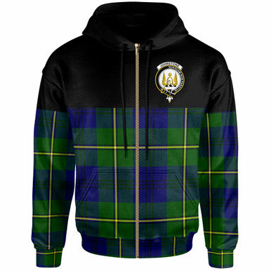 Scottish Johnston Clan Crest Tartan Hoodie - Horizontal Style Zip-up Tartan Plaid