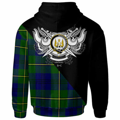 Scottish Johnston Clan Crest Tartan Hoodie - Military Logo Back Side Tartan Plaid