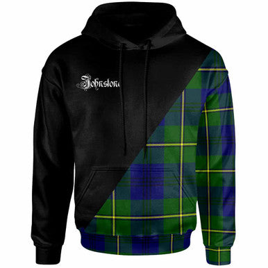 Scottish Johnston Clan Crest Tartan Hoodie - Military Logo Front Side Tartan Plaid